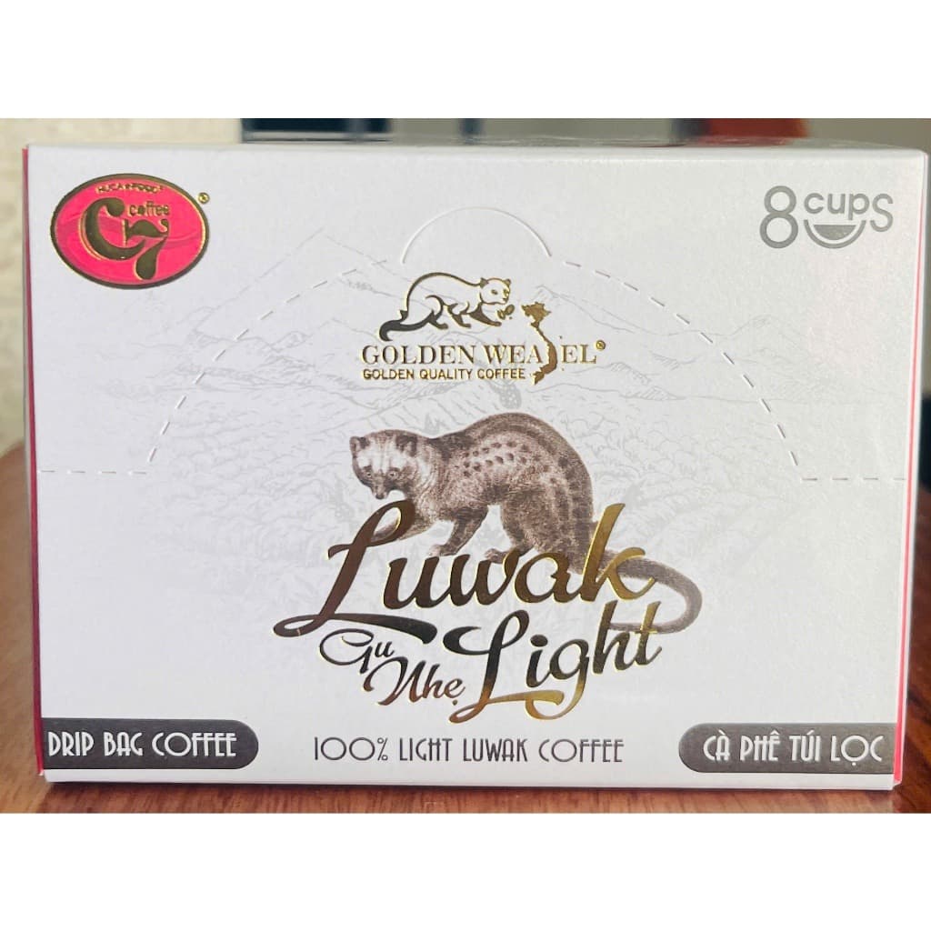 Golden Weasel Premium Coffee Filter Bags 100% Light Luwak 8 Packs